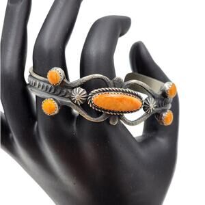 Navajo Spiny Oyster Sterling Cuff Bracelet Eva Linberg Billah Native American